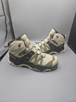 Wmns Salomon X Ultra 04W Mid GTX GoreTex WATERPROOF Green Black Hiking Boots 10