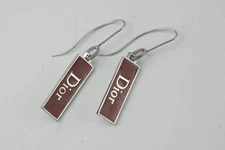Christian Dior Logo Plate Earrings
