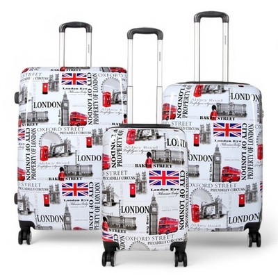 Stark Erweiterbar Hartschale 8 Rad Koffer Set Druck Gepäck Kabine Reisetasche