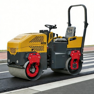 1.5TON Construction Machinery Ride On Mini Double Drum Vibrating Road  Roller