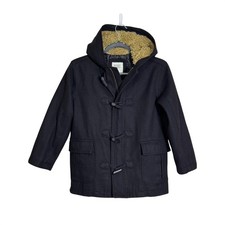 Old Navy Boys Wool Blend Hooded Duffle Coat Black Size Medium