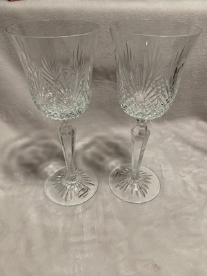 (2) Wedgewood Majesty 9'' Tall Crystal Water Goblets EXCELLENT  (Wine Glasses)