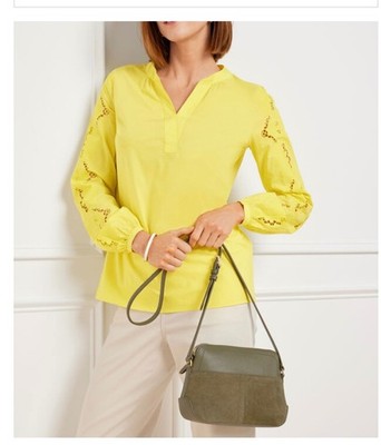 New Talbots Ellis Crossbody Olive Green Pebble Leather and Suede