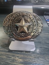 Silver Metal Belt Buckle State Of Texas Lone Star Western Fashion Cowboy