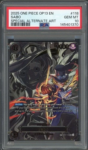 PSA 10 Sabo (SP Alt Art) Carrying On His Will OP13 OP07-118 EN One Piece B16
