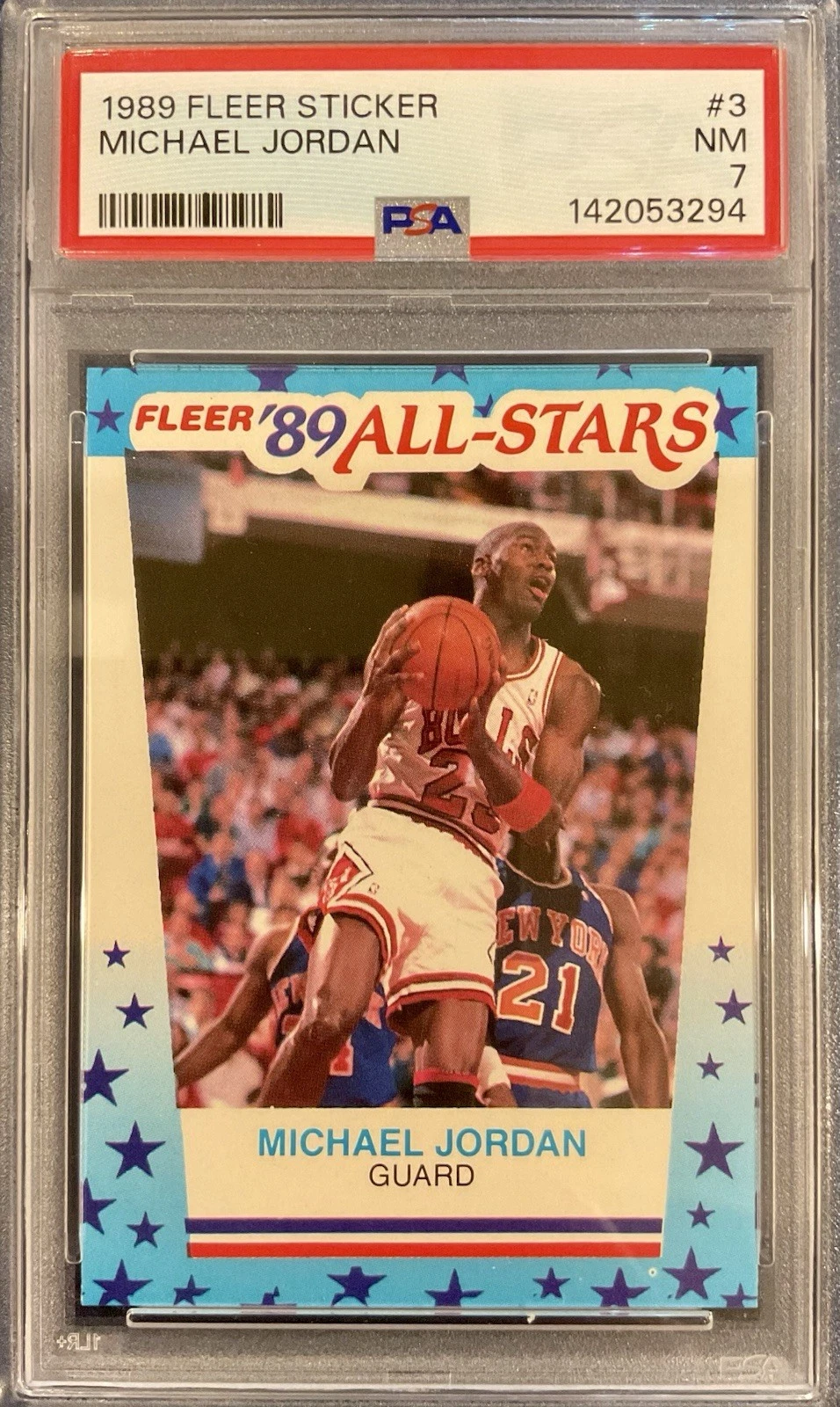 Deal for 1989 FLEER STICKER #3 MICHAEL JORDAN PSA 7 🔥FRESH SLAB🔥