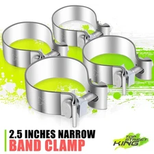 4x 2.5" 14 Gauge T409 Stainless Steel Exhaust Pipe Narrow Band Clamp Assembly