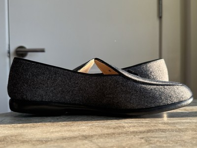 BELGIAN SHOES MR CASUAL LOAFER GRAY WOOL SLIPPERS Sz 8 $800 