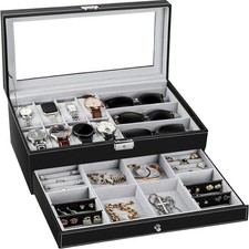TomCare Caja de Reloj Estuche de Reloj Organizador de Joyas Soporte Joyería Caja de Exhibición Estuche