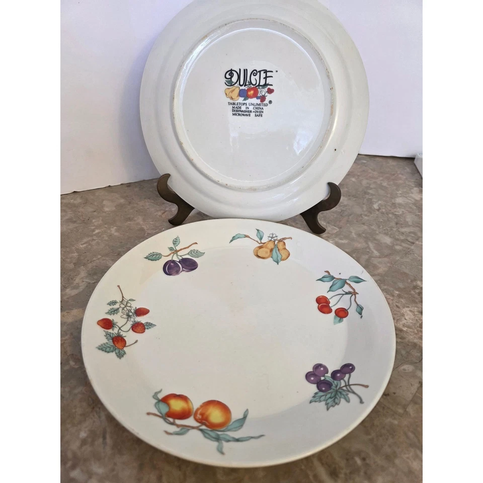 Dulcte Tabletops Unlimited Dinner Plates Fruit Design Set of 2 Kitchen Decor - Image 3 of 4