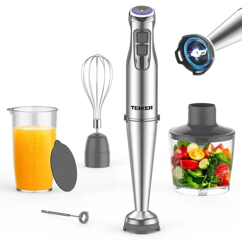 TENKER 1000W Immersion Hand Blender 12 Speed 5-in-1 Stainless Steel Stick Mixer