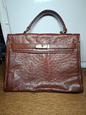 Vintage Authentic Ostrich Leather Italian Brand Marella Firenze Bag.