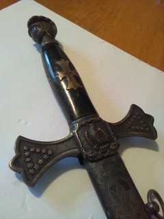 1890s Ames (Chicopee MA) Knights Templar Masonic Ceremonial Sword Scabbard 34"