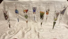 8 Flûtes à champagne avec le seau à champagne en cristal Paul Nagel