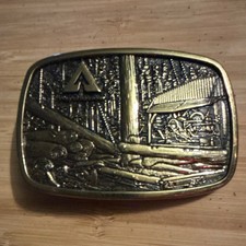 BTS Bronze Occupational Logging Belt Buckle 1980s Metal Original Vintage
