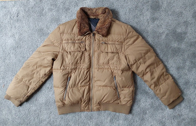 Tommy Hilfiger Jacke, robuste Daunenjacke, Gr. XXL, Camel, abnehmbarer Kragen