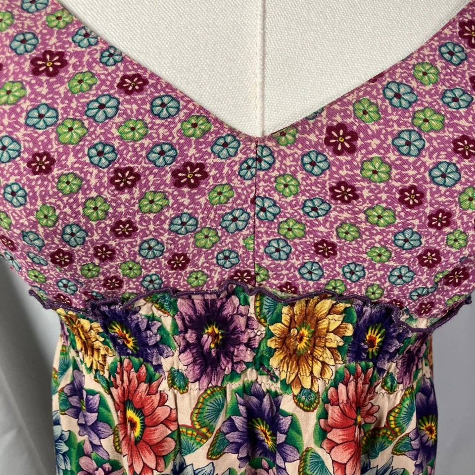 Maxi Vestido Floral Lucky Brand Cuello Halter Boho Festival Talla XS Y2K Foto 2 de 4