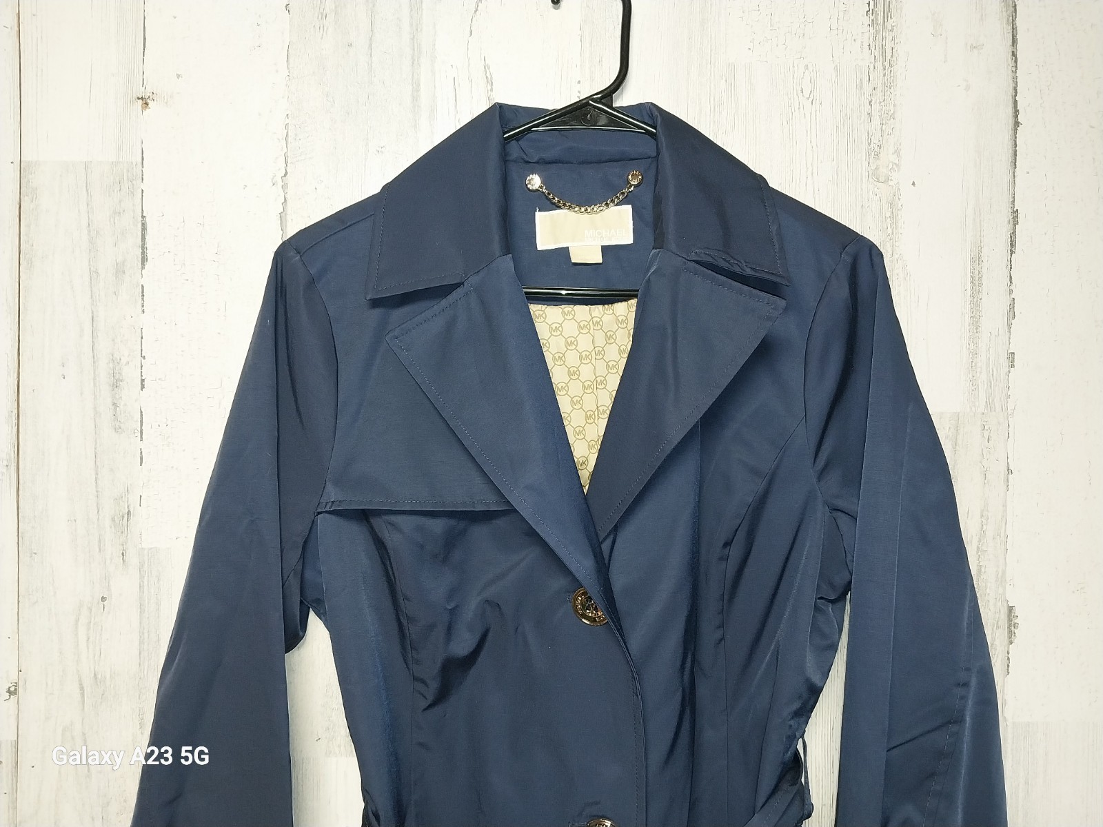 Michael Kors Women's Medium Navy Blue Trench Coat thumbnail 3