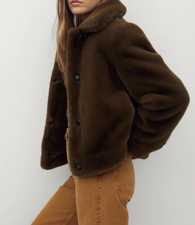 Mango faux fur coat Size Xl