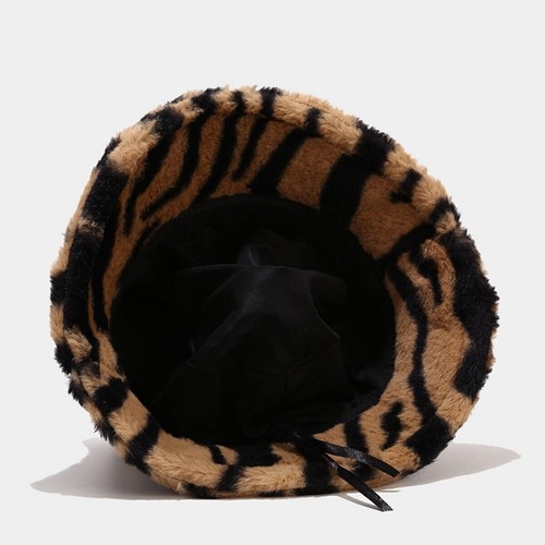 Mode Damen Ladys Eimer Hut Winter Warm Kunstfell Tigerstreifen Fischerhut - Picture 4 of 10