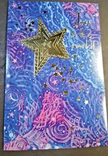 Plus Mark Gold Star &abstract design Christmas Cards open box; 18 cards & env.