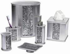 Popular Bath Sinatra Silver Basket, Tissue, Cup, Soap Dish, Toothbrush, Lotion