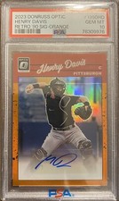 2023 Donruss Optic Henry Davis Retro 90’s Signatures 17/85 Orange Pop 2 PSA 10