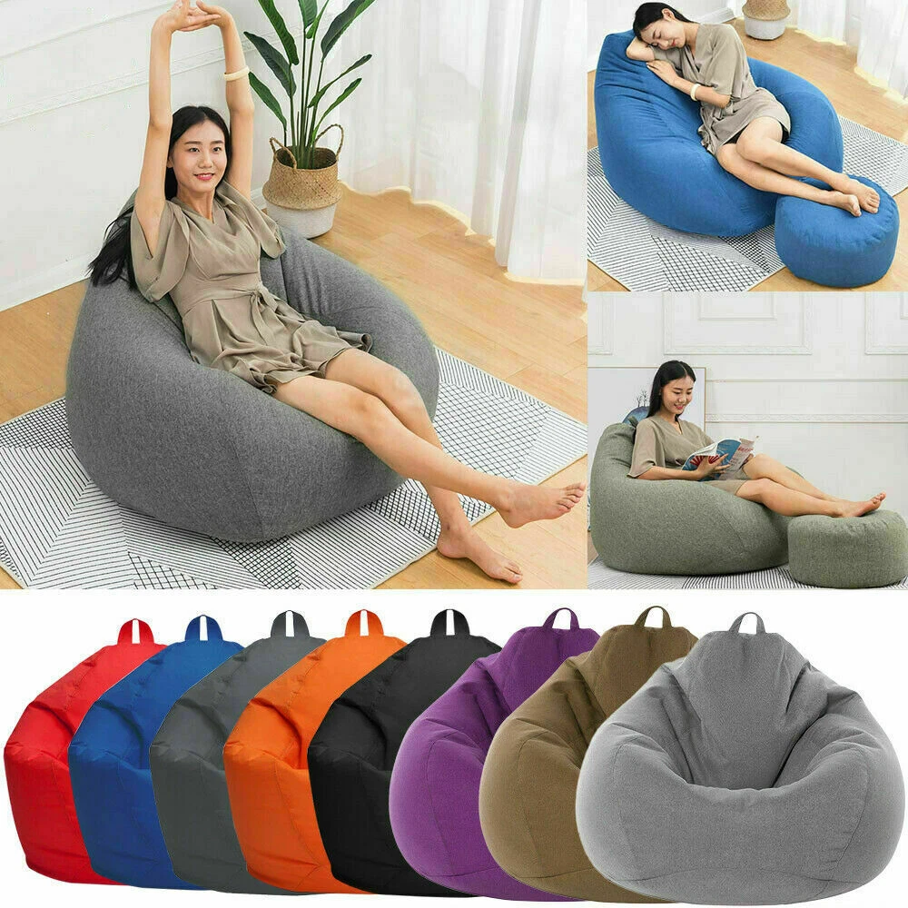 Adults/Kids Large Bean Bag Chair Couch Sofa Cover Indoor Lazy Lounger No  Filling