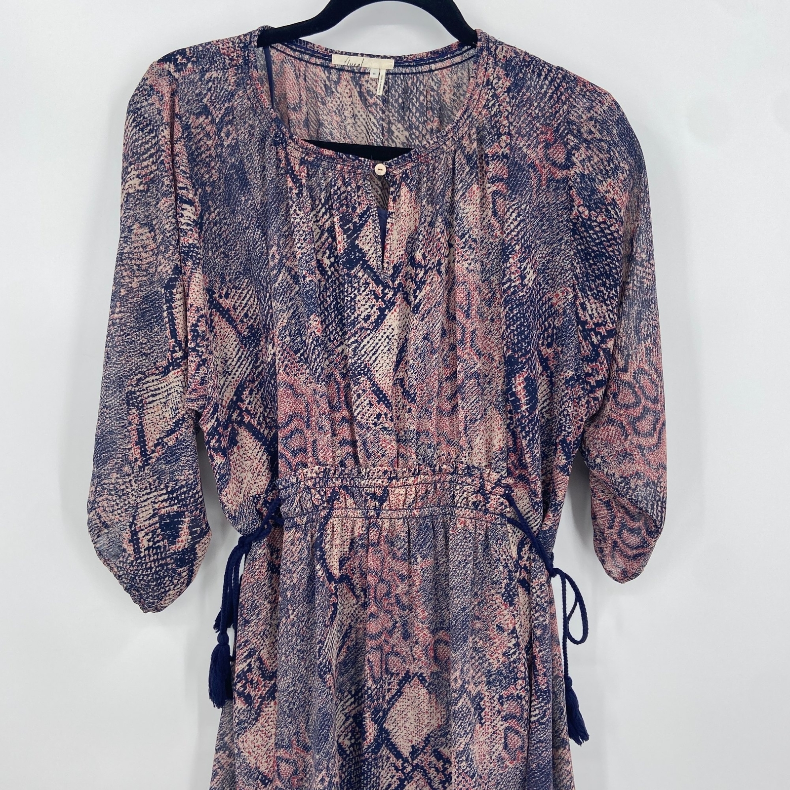 ANTHOPOLOGIE Floreat Zarrah Blue Python Print Tas… - image 4