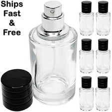 30ml 1oz empty thick glass perfume black cap bottles silver atomizer fine mist
