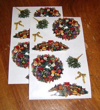 Mrs. Grossman Retired Lot of Two Sticker Sheet  Floral Christmas Holiday Decor