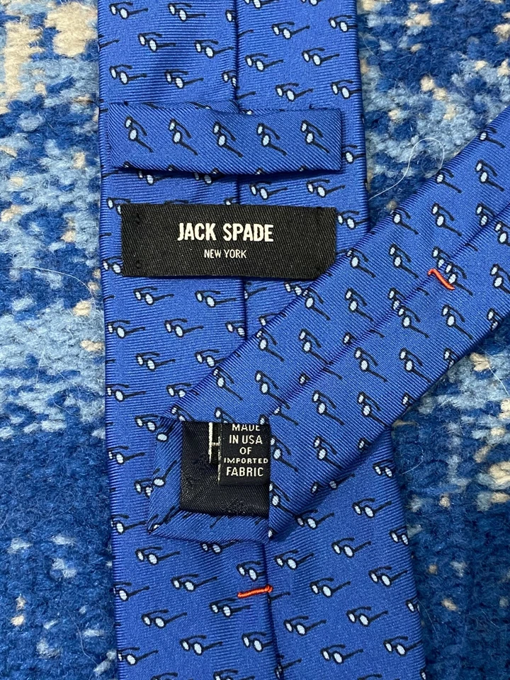 Jack Spade Azul Negro Anteojos Gafas de sol Delgadas Ajustadas Estrechas Seda Corbata EE. UU. Foto 4 de 4