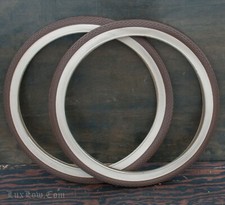 26" Brown Clay Cream Whitewall TIRES Vintage Prewar Schwinn Bicycle Cruiser Bike
