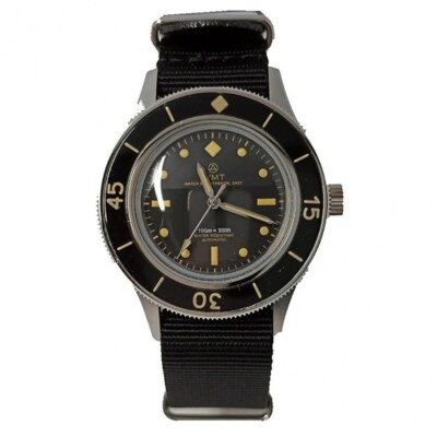 Montre Walter Mitt Sea Wolf Automatique - Acier, Nylon Noir, Style Militaire 41mm