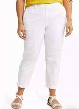 Eileen Fisher Women Organic Cotton Hemp Ankle Pants White Sz 24/3X Minimalist