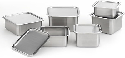 Premium 6PCS Stainless Steel Food Storage Containers with Lids - Dishwasher Safe