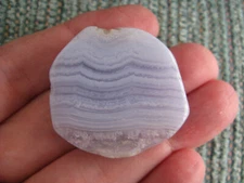 NEW NATURAL BRAZILIAN BLUE LACE AGATE CHALCEDONY QUARTZ FREEFORM PALM STONE