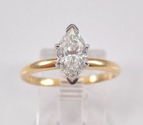 2Ct Marquise Cut Natural Moissanite Women's Wedding Ring 14k Yellow Gold Plated