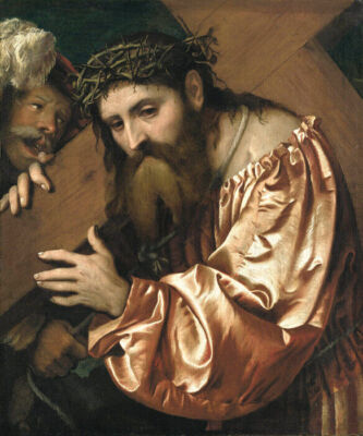 CHRIST BEARING THE CROSS RELIGION ITALIAN PAINTING BY GIROLAMO ROMANI REPRO