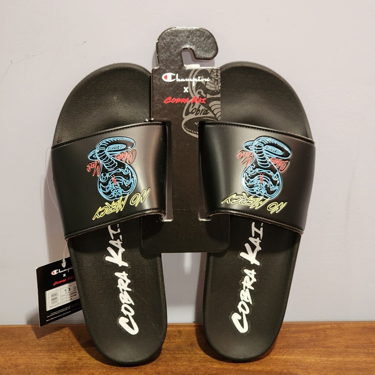 Champion x Cobra Kai No Mercy Karate Kid IPO Slides Sandals Men's 13  CPS10583M