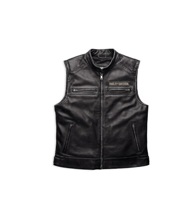 Harley-Davidson Passing Link Leder Weste Gr. 3XL - Grau Kutte Lederweste