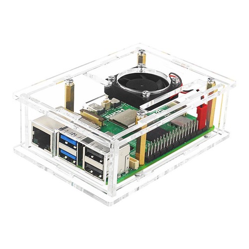 For Raspberry Pi 5 Acrylic Case Aluminium Heatsink with Cooling Fan (model C) - Photo 7/12