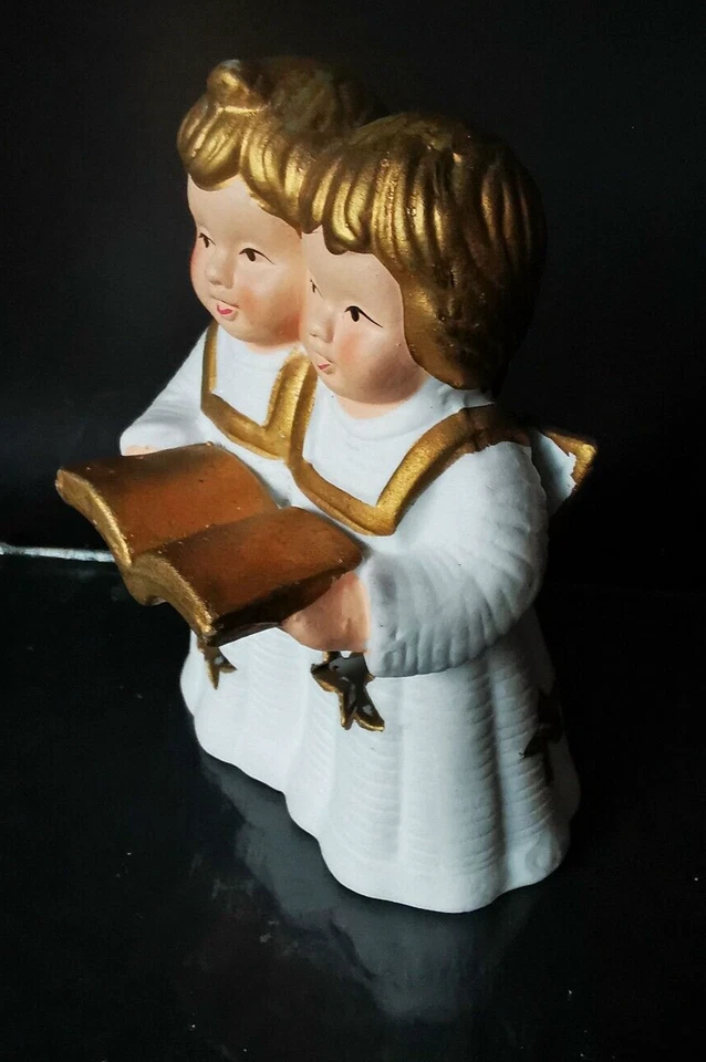 2 angel ceramic white gold decorative figure magical atmospheric old 14.5x14.5x8 - Image 4 of 4