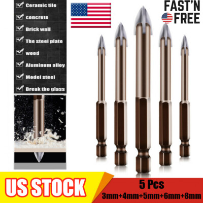 5Pcs Efficient Universal Drilling Tool Set Multifunctional Cross Alloy Drill Bit