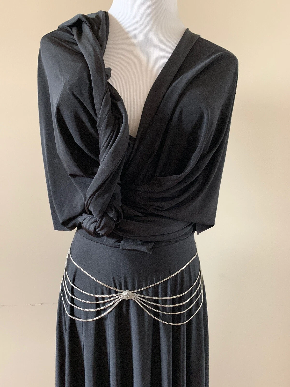 Chaînes vintage CHRISTIAN DIOR métal ton argent 5 brins ceinture longu pouces