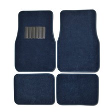 Brand New 4pcs Set Plush Deluxe Front Rear Car Truck Carpet Floor Mats Blue Navy