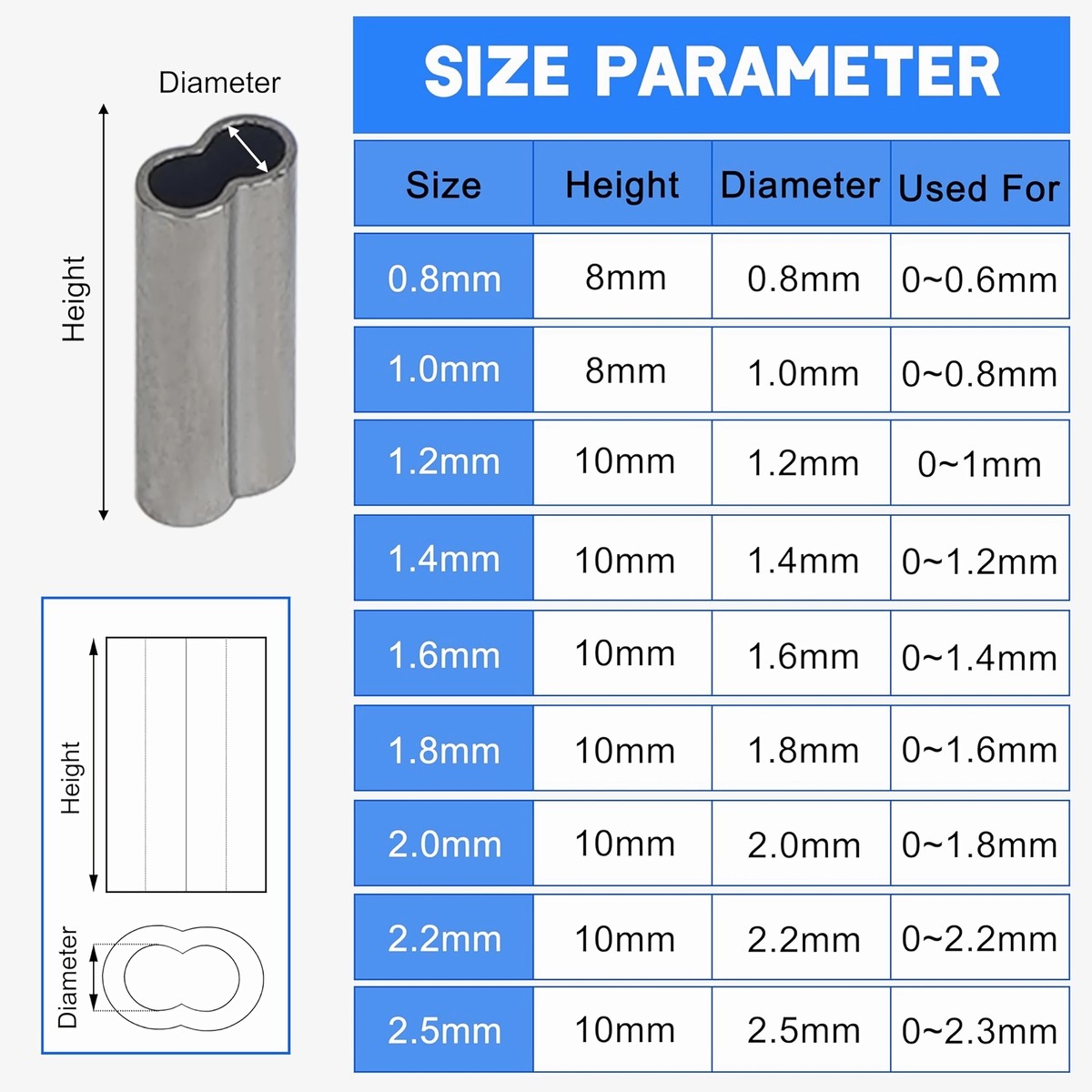 Fishing Leader Crimps Kit Double Barrel Crimping Sleeves Copper