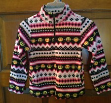 Childrens Place Size Large 10/12 Emoji Pink Fleece Quarter-Zip Up Sweater NWT