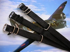 NATO G10 ® Braided Woven Black 20mm HD nylon watch band RAF perlon UTC strap USA