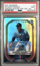 2021 WANDER FRANCO BOWMAN-CHROME SCOUTS' TOP 100-Auto /50 SP  RC MINT PSA 9
